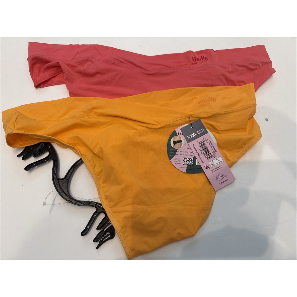 Kindly Yours Thong Panties Women XXXL Orange Coral New 2-Pack Crossover Waist